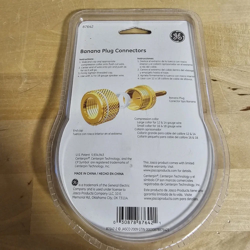 GE Banana Plugs 87642 Center Pin Ultra Pro New‎ Audiophile